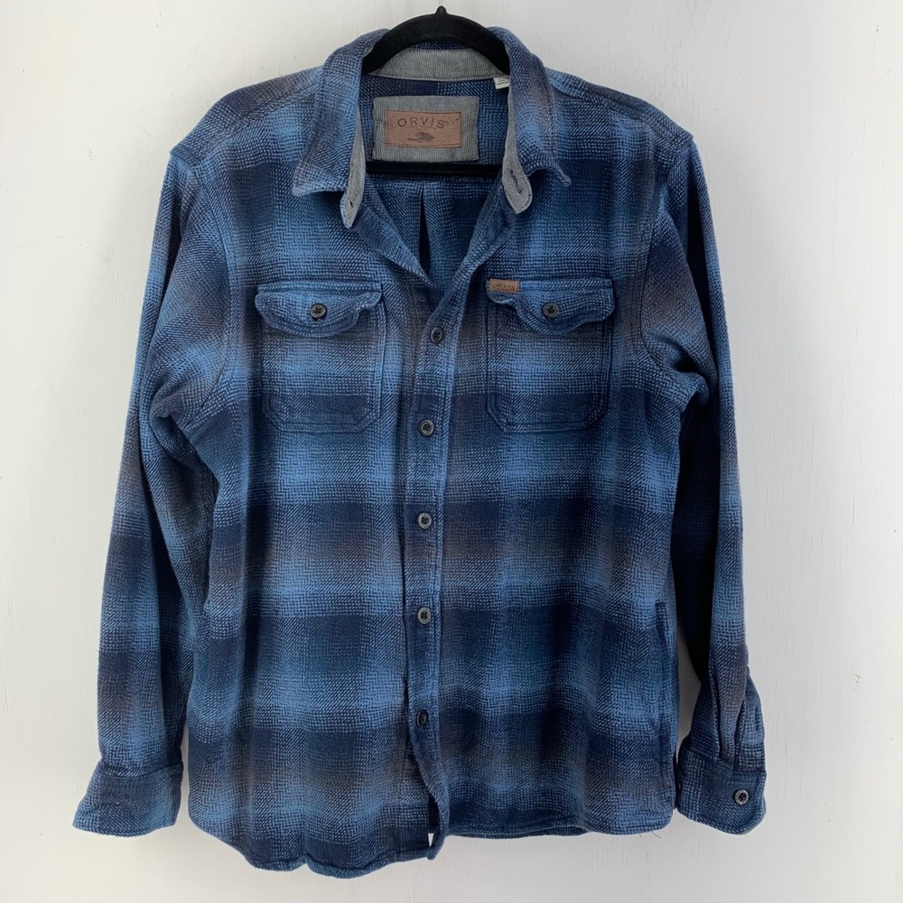 90s Orvis Mens XL Plaid Flannel Shirt Jacket Gorp Outdoors Pockets Rugged Grunge
